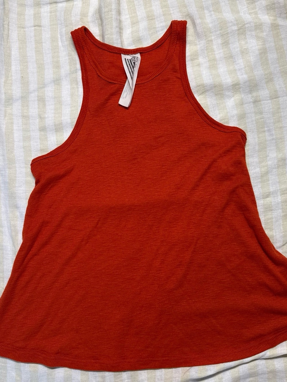 Free People Orange Ribbed Tank Top